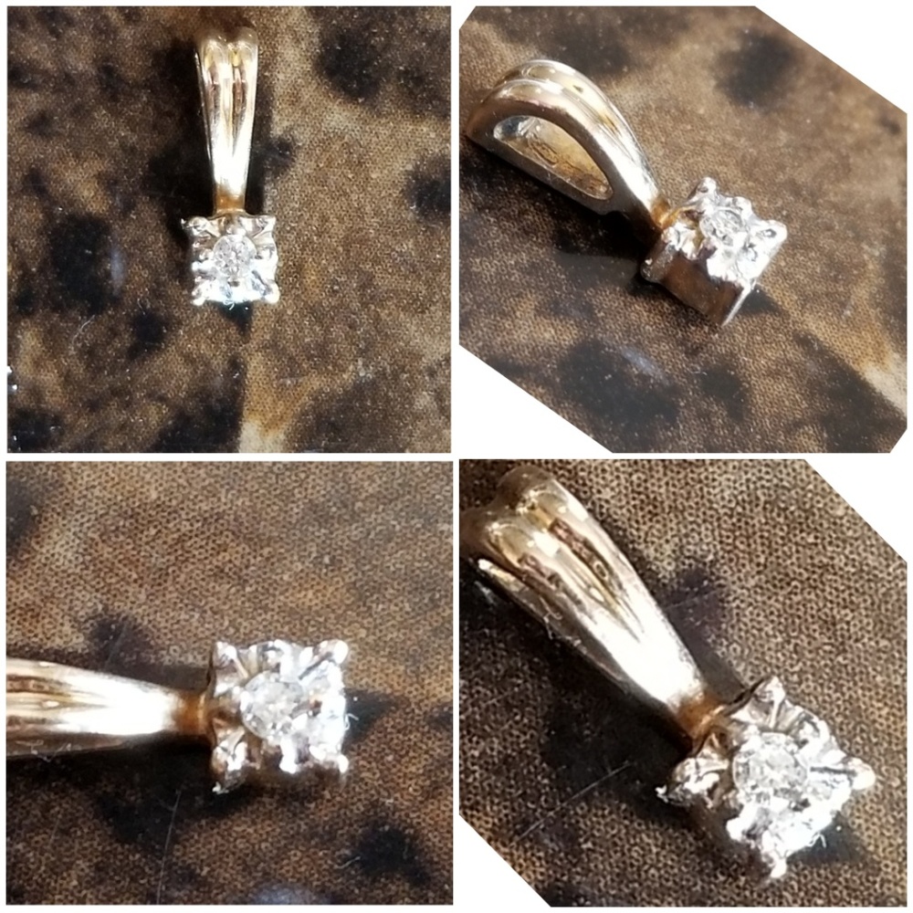 Genuine .016ct Diamond Pendant 14k Yellow Gold - Picture 4 of 5